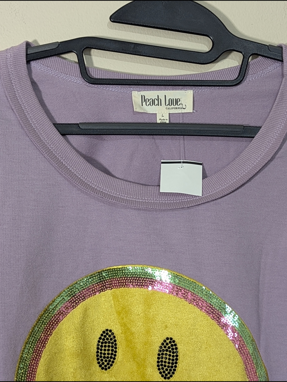 Peach Love California NWT Smiley Face Cropped Sweatshirt Bundle Size L Oversized - Picture 5 of 12